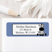 Blue Custom Zebra Stripes Return-adreslabels Etiket (Insitu)