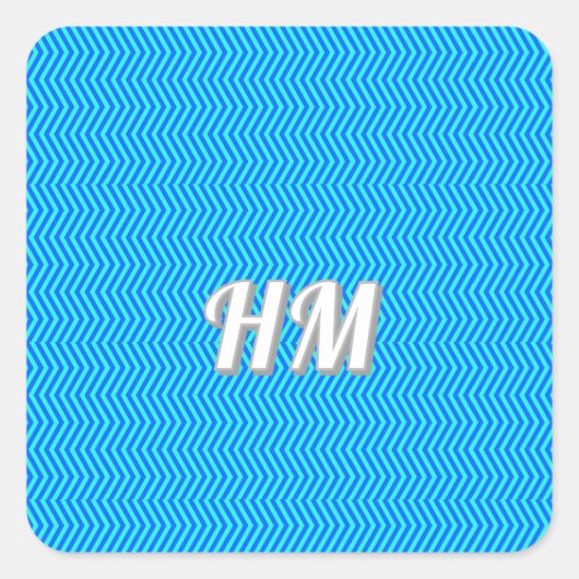 Blue customize initial simple vierkante sticker (Voorkant)
