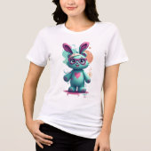 Blue Cut Rabbit Vrouwen T-Shirt Design (Voorkant)