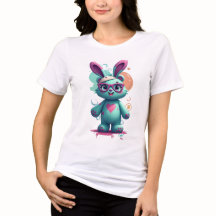 Blue Cut Rabbit Vrouwen T-Shirt Design