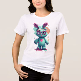 Blue Cut Rabbit Vrouwen T-Shirt Design
