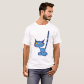 Blue Cute and Cool Kat cartoon T-shirt (Voorkant volledig)
