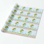 Blue Cute Baby Elephant Wrapping Paper Cadeaupapier (Uitgerold)