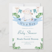 Blue Cute Baby shower Invitation Feestdagenkaart (Voorkant)