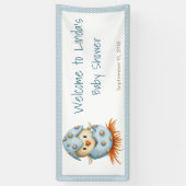 Blue Cute Bird Hatching Boy Baby shower Banner (Verticaal)
