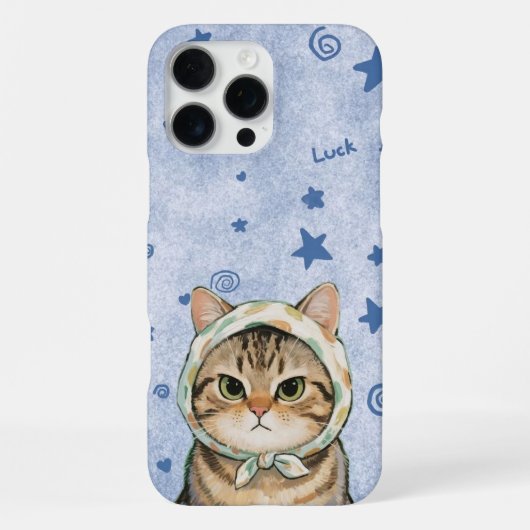 blue Cute Cat Phone Case Kawaii Kitten Aesthetic iPhone Hoesje (Achterkant)
