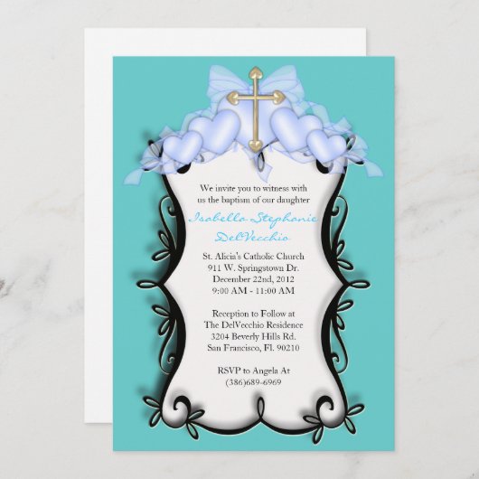 Blue CUTE Community/Baptism Invite Kaart (Voorkant / Achterkant)