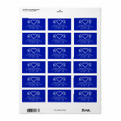 Blue Cute Couple Monogram Heart Return Address Etiket (Full Sheet)