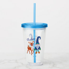 Blue Cute Deer Persoonlijke feestelijke kerst Acryl Drinkbeker