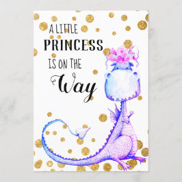 *~* Blue Cute Dragon Baby Girl Shower Invitation Kaart