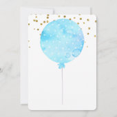 Blue Cute Elephant Baby Boy Showballon Kaart (Achterkant)
