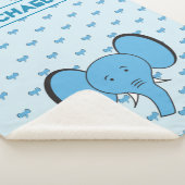 Blue Cute Elephant Illustratie met naam Sherpa Deken (3/4)