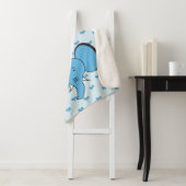 Blue Cute Elephant Illustratie met naam Sherpa Deken (In situ)