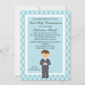 Blue Cute First Community Boy Invitation Kaart (Voorkant)