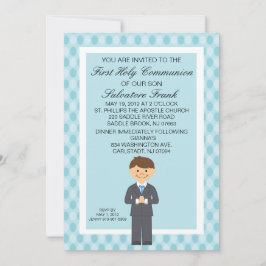 Blue Cute First Community Boy Invitation Kaart