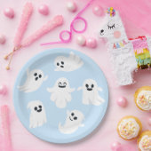 Blue Cute Ghost Halloween Herfst Baby shower Papieren Bordje (Feest)