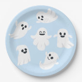 Blue Cute Ghost Halloween Herfst Baby shower Papieren Bordje (Voorkant)