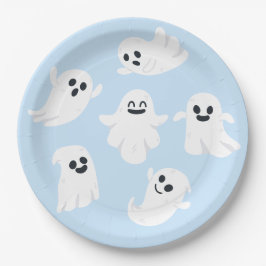 Blue Cute Ghost Halloween Herfst Baby shower Papieren Bordje