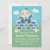 Blue Cute Humpty Dumpty Baby shower Invitation Kaart (Voorkant)