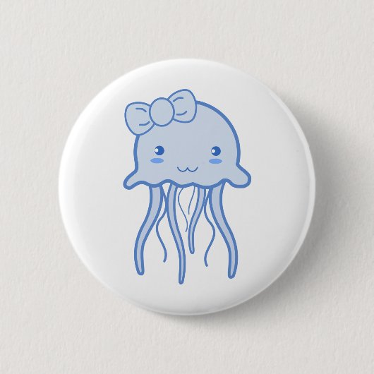 Blue Cute Jellyfish Ronde Button 5,7 Cm (Voorkant)
