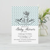 Blue Cute Kitten Baby shower Invitation Kaart (Staand voorkant)