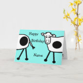 Blue Cute Koeien Funny Cartoon Birthday Kaart (Gele Bloem)