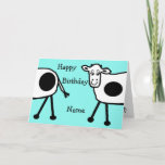 Blue Cute Koeien Funny Cartoon Birthday Kaart<br><div class="desc">Cartoon van schattige koeien die over de pagina lopen. Vreemde cartoon van gelukkig glimlachende dieren. Pas deze kaart eenvoudig aan door de tekst van de sjabloon te bewerken. Bedankt om mijn cartoons te bekijken!</div>