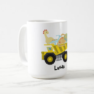 Blue Cute leuke dinosaur tractor gift DIY NAme Koffiemok