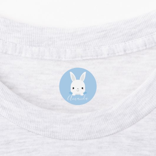Blue Cute Little Bunny Rabbit met aangepaste naam Labels (Aangebracht)