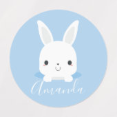 Blue Cute Little Bunny Rabbit met aangepaste naam Labels (Design 1)