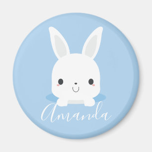 Blue Cute Little Bunny Rabbit met aangepaste naam Magneet