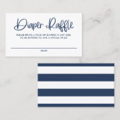 Blue Cute Modern Calligraphy Diaper Raffle Kaart Visitekaartje (Voorkant / Achterkant)