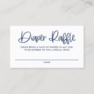 Blue Cute Modern Calligraphy Diaper Raffle Kaart Visitekaartje