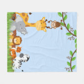 Blue Cute Oerwoud Baby Animal Fleece Blanket (Voorkant (Horizontaal))