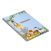 Blue Cute Oerwoud Baby Animal Notebook Notitieboek (Rechterzijde)