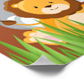 Blue Cute Oerwoud Baby Animals Poster (Hoek)