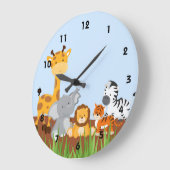 Blue Cute Oerwoud Baby Animals Wall Clocks Grote Klok (Hoek)