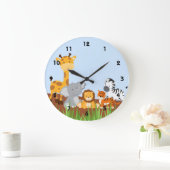Blue Cute Oerwoud Baby Animals Wall Clocks Grote Klok (Huis)