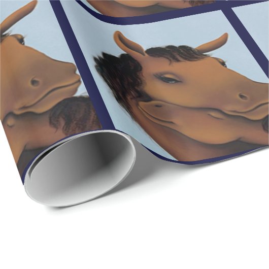 Blue Cute Pony Wrapping Paper Cadeaupapier (Rol Hoek)
