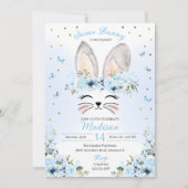 Blue Cute Rabbit Ears Floral Paasdag Kaart (Voorkant)