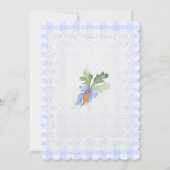 Blue Cute Rabbit Gingham lace Baby Shower Kaart (Achterkant)