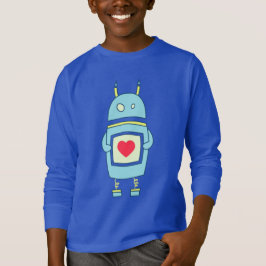 Blue Cute Robot met Kinder hoes met een donkerbrui T-shirt