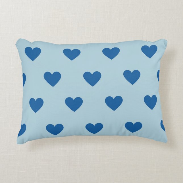 Blue Cute Simple Heart Patroon Accent Kussen (Voorkant)