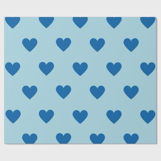 Blue Cute Simple Heart Patroon Cadeaupapier (Vlak)
