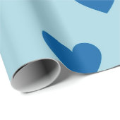Blue Cute Simple Heart Patroon Cadeaupapier (Rol Hoek)