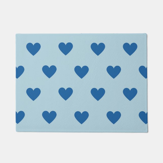 Blue Cute Simple Heart Patroon Deurmat (Voorkant)