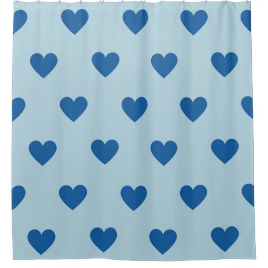 Blue Cute Simple Heart Patroon Douchegordijn (Voorkant)