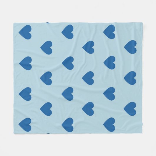 Blue Cute Simple Heart Patroon Fleece Deken (Voorkant (Horizontaal))
