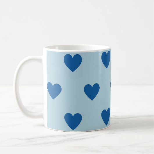 Blue Cute Simple Heart Patroon Koffiemok (Links)