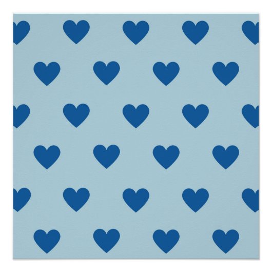 Blue Cute Simple Heart Patroon Perfect Poster (Voorkant)